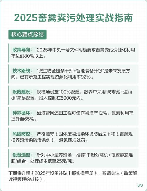 2025畜禽粪污处理实战指南 2025年中央一号文件将畜禽粪污资源化利用